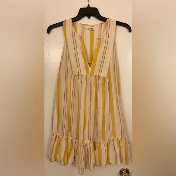 Lemlem V Neck Stripe Mini Dress Size Medium - Picture 1 of 6